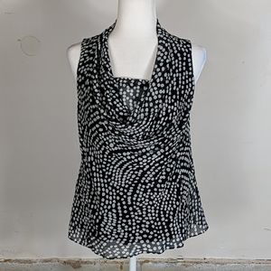 Ann Taylor dark Navy and white draped front top